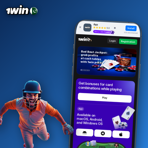 1Win APK on a smartphone showing sportsbook and casino tiles ready to download