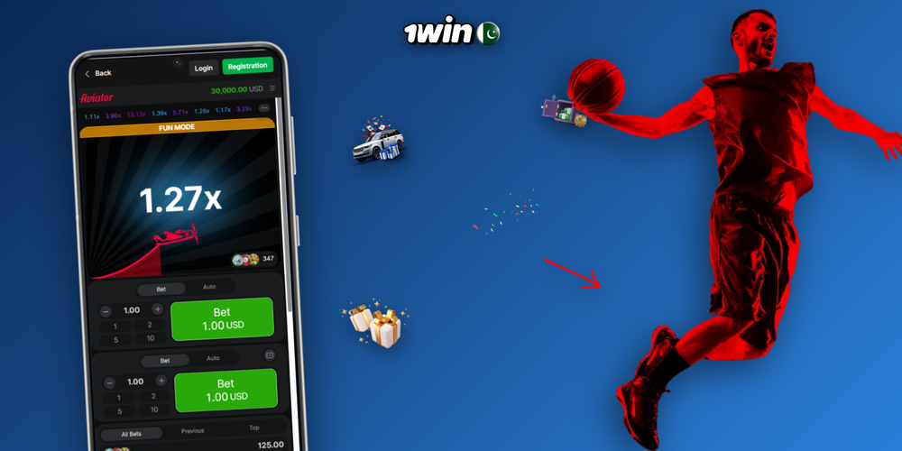 Full 1Win Aviator game screen mid-round with 2.41x multiplier and dual bet panel