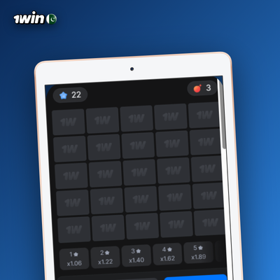 High-risk 1Win Mines grid dominated by mines with a glowing 7x multiplier