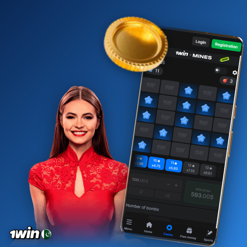 Mines Pro 1Win: glowing gem tiles and rising multiplier on a 5x5 grid