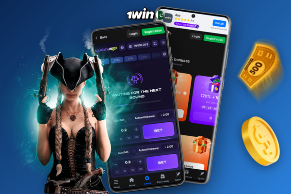 1Win original app download page with QR code and Android button on official site